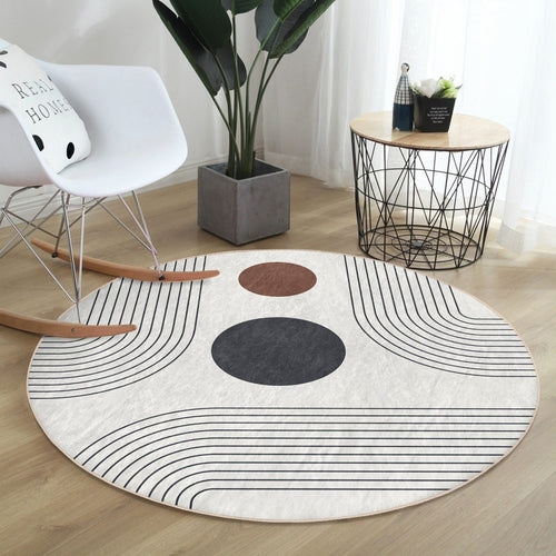 Tapis rond abstrait, décoration minimaliste, antidérapant