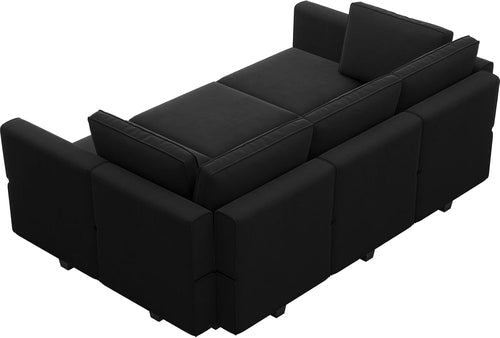 Canapé sectionnel modulable en velours avec méridienne pour salon