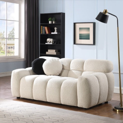 LuneluX_Home – Canapé marshmallow bouclé 65" | Édition confort US