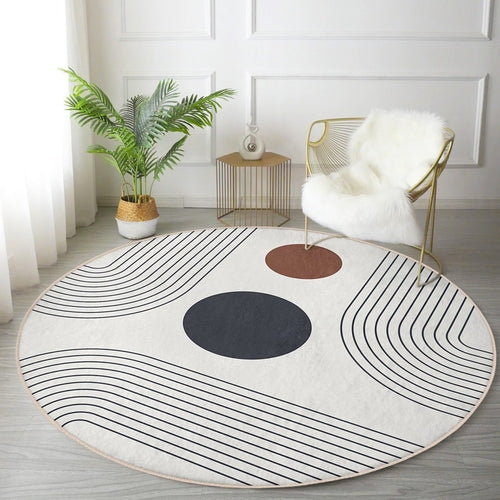 Tapis rond abstrait, décoration minimaliste, antidérapant