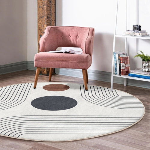 Tapis rond abstrait, décoration minimaliste, antidérapant