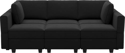Canapé sectionnel modulable en velours avec méridienne pour salon