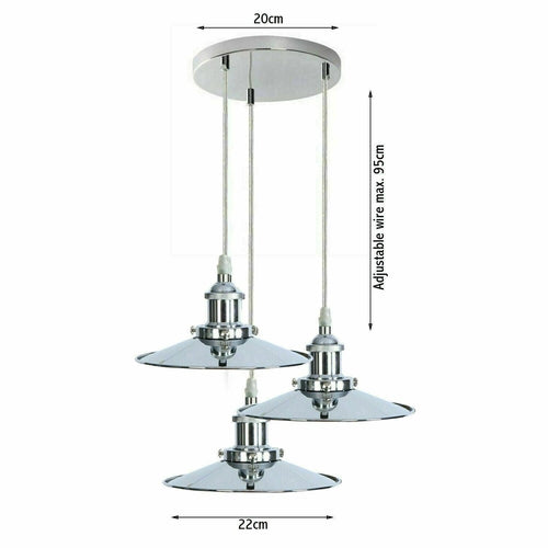 Suspension moderne à 3 lumières, finition chrome