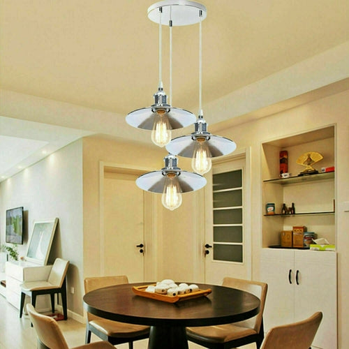 Suspension moderne à 3 lumières, finition chrome