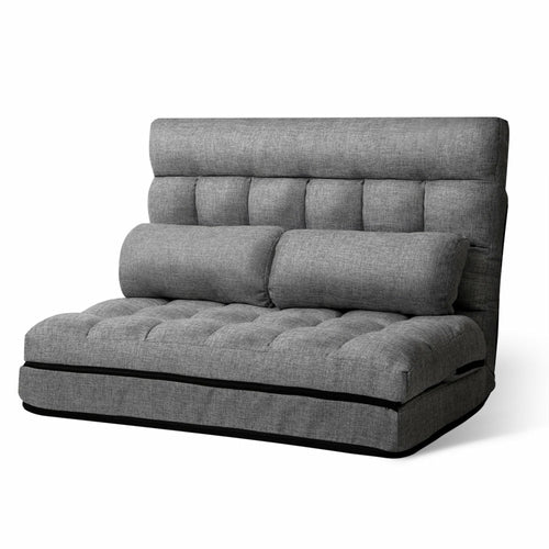 Canapé-lit lounge Artiss 2 places, pliable, tissu gris