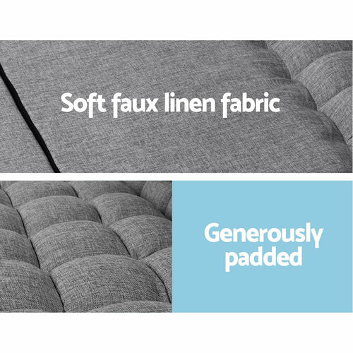 Canapé-lit lounge Artiss 2 places, pliable, tissu gris