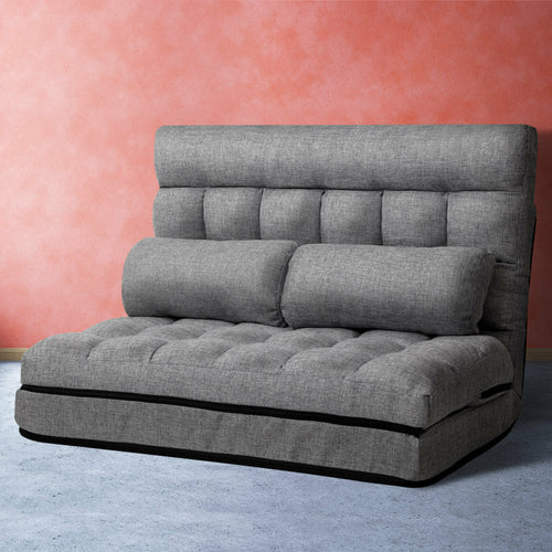 Canapé-lit lounge Artiss 2 places, pliable, tissu gris
