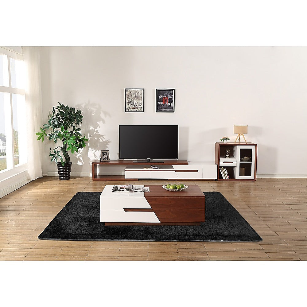 Tapis shaggy 200x140cm noir - vue d'ensemble