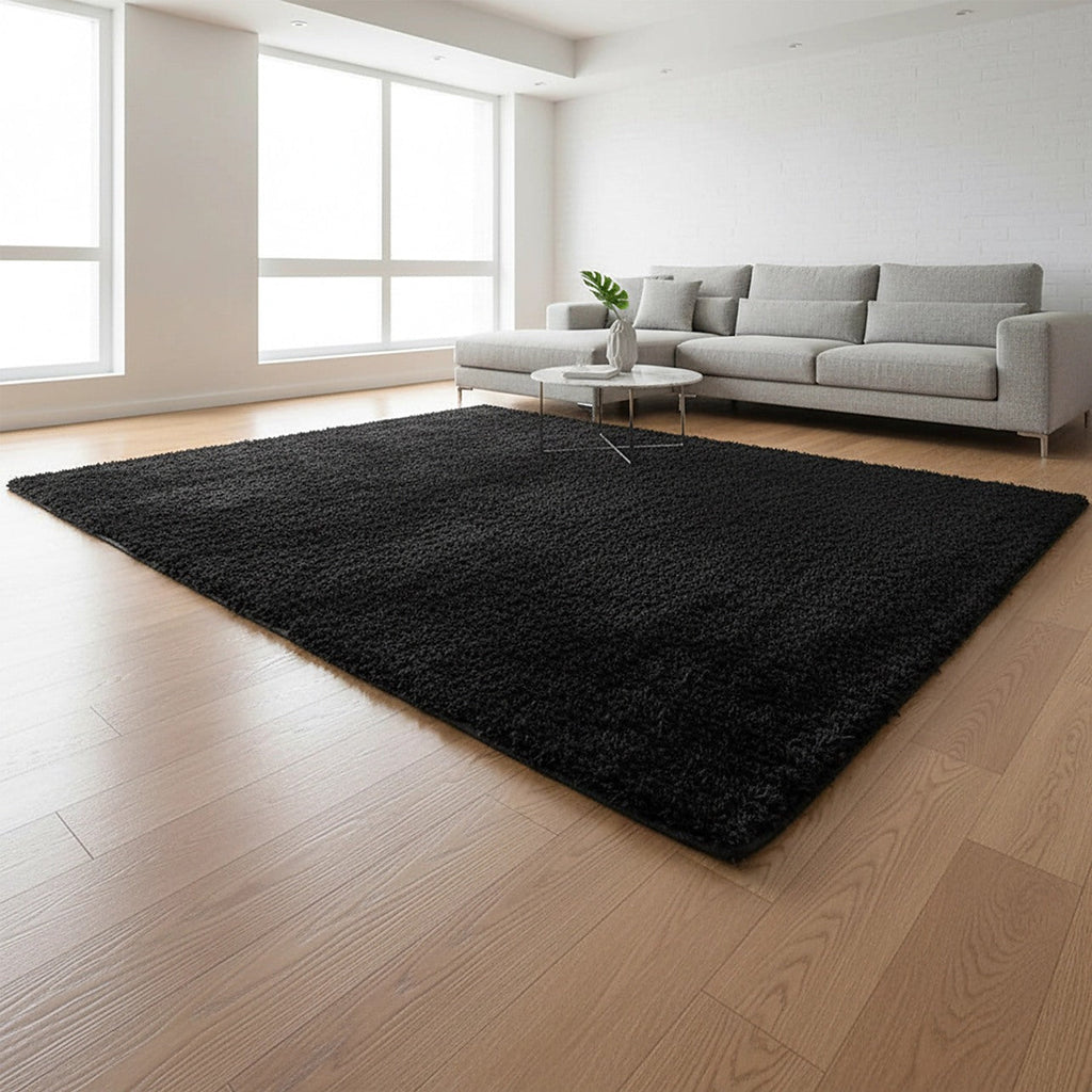 Tapis shaggy noir - vue d'ensemble