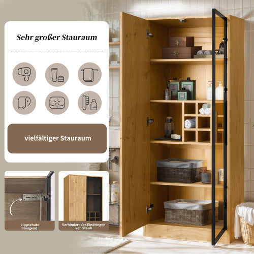 LuneluX_Home – Armoire de salle de bain avec portes en verre et éclairage LED