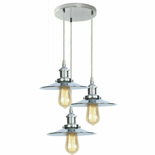 Suspension moderne à 3 lumières, finition chrome