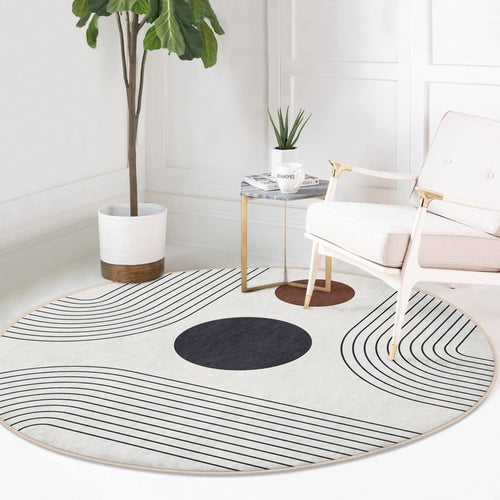 Tapis rond abstrait, décoration minimaliste, antidérapant