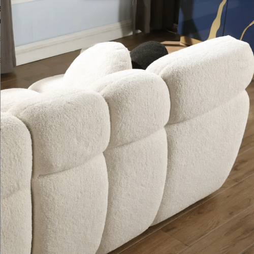 LuneluX_Home – Canapé marshmallow bouclé 65" | Édition confort US