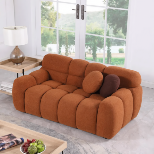 LuneluX_Home – Canapé marshmallow bouclé 65" | Édition confort US