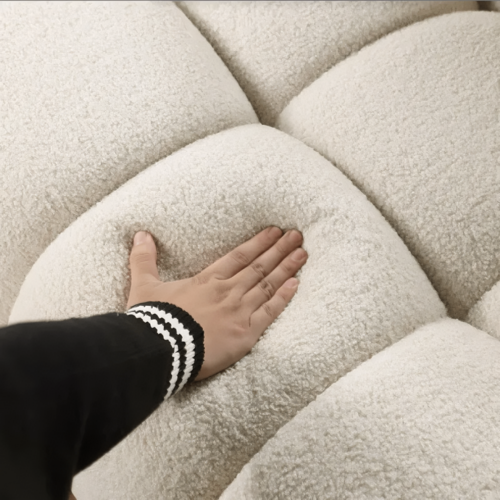 LuneluX_Home – Canapé marshmallow bouclé 65" | Édition confort US
