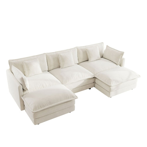 Canapé sectionnel en U avec repose-pieds réversible, convertible 5 places
