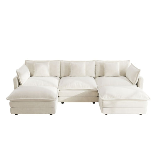 Canapé sectionnel en U avec repose-pieds réversible, convertible 5 places