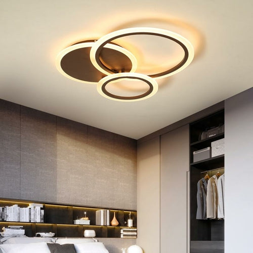 Lustre LED moderne blanc/marron pour chambre et salon