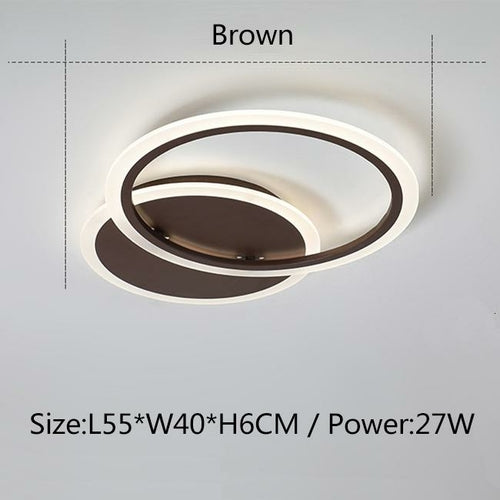 Lustre LED moderne blanc/marron pour chambre et salon