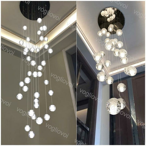 Lustre en cristal, boules de verre à bulles, suspension 2M G4 110V